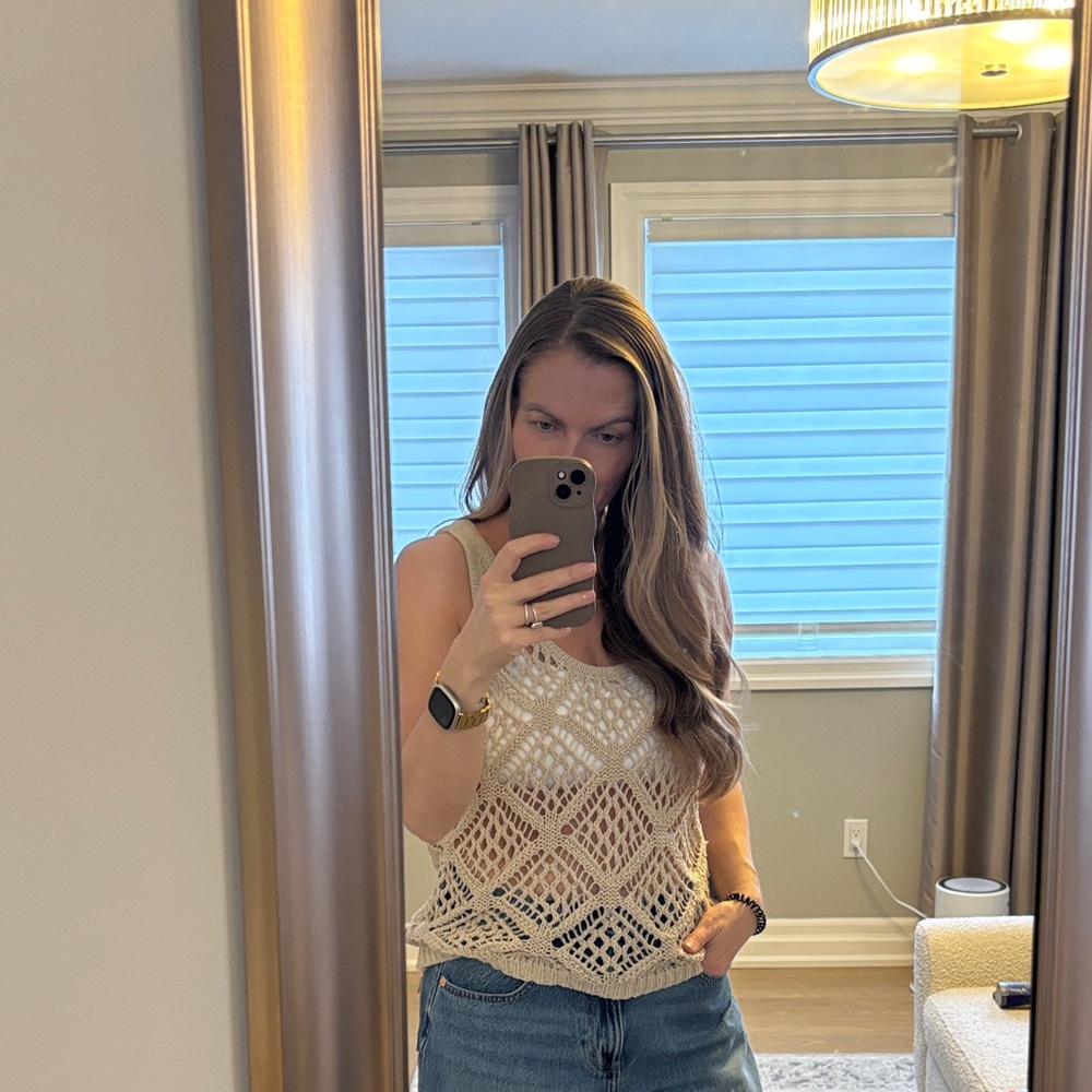 Women's Beige Crochet Top